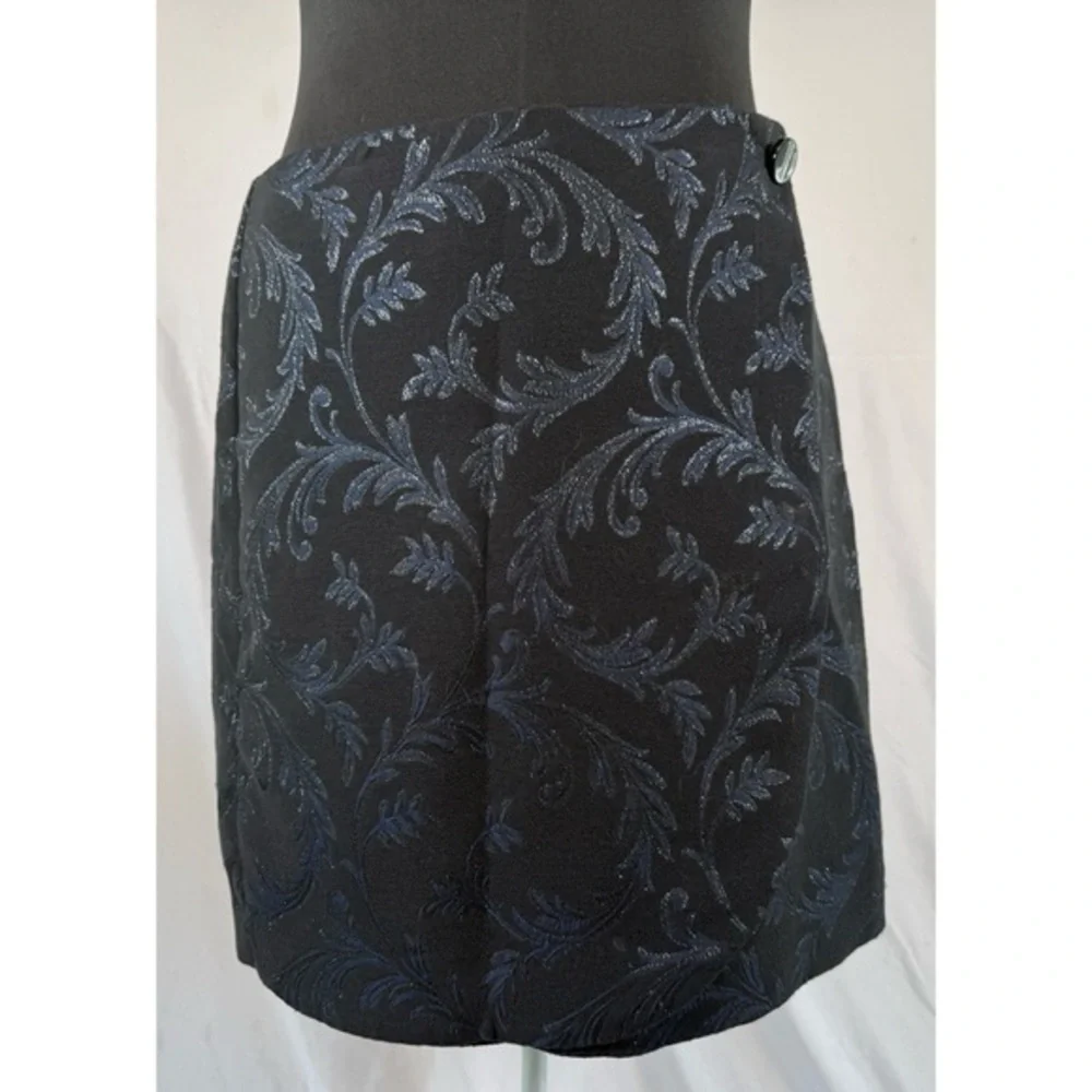 LOFT Black and Blue Floral Mini Skirt